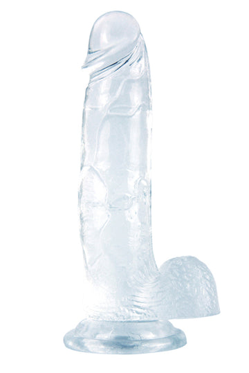 Dildo ultra realistic cu striatii din silicon, ventuza pentru fixare, S,M,L, Incolor, TOY340-00