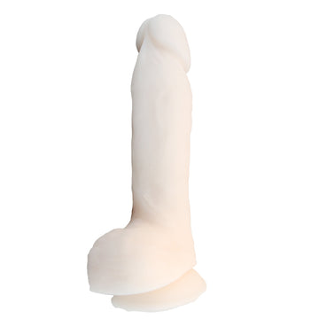 Dildo realistic din silicon mole cu ventuza la capat pentru fixare, alb TOY349-2
