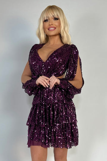 Rochie scurta de ocazie cu spatele gol si accesorizate cu paiete W645-81