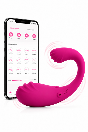 Vibrator SMART pentru stimulare vaginala si clitoridiana cu doua zone de vibrare independente, Fuchsia, TOY355-55