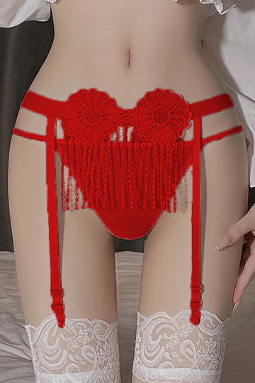 "Seduction Bloom" – Set portjartiera si chilot snur Rosu, GS1321-3