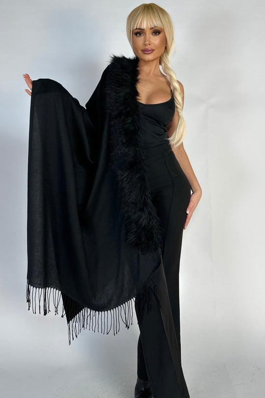 Esarfa elegant cu blanita si franjuri H737-1