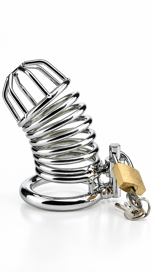 Centura de castitate metalica, pentru barbati, S, M, L, Argintiu, TOY514-6