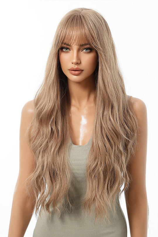 Peruca lunga saten deschis, cu breton drept si onduleuri naturale – Look sofisticat si versatil,  PER148-9999