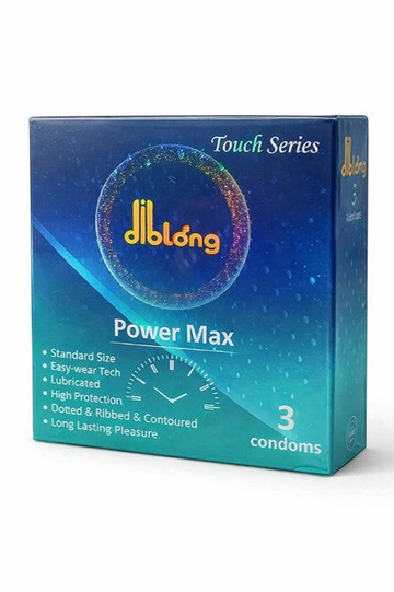 DIBLONG Power Max – Prezervative Texturate și Lubrifiate din Latex Natural, 52 ± 2 mm, 3 Buc, SPL23 SPL23-00