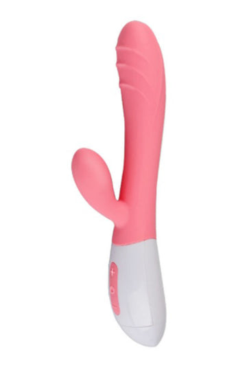 Vibrator Rabbit Dublu pentru Stimulare Punct G și Clitoris, Silicon Moale, Multiple Intensități, Reîncărcabil USB, Roz, TOY322-5