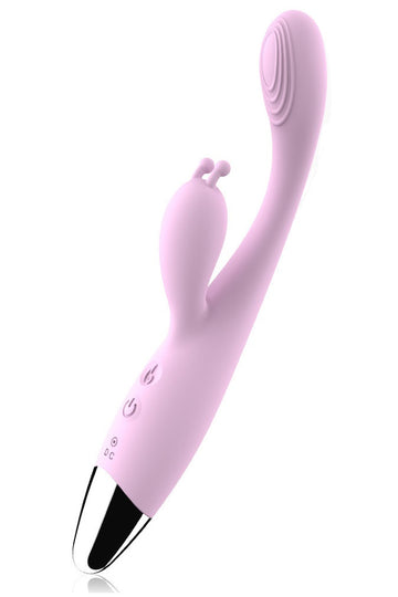 Vibrator Iepuraș Premium cu Funcție de Încălzire, 2 Motoare Independente, Stimulare Punct G și Clitoris, Silicon Medical, Reîncărcabil USB, Lila, TOY329-112