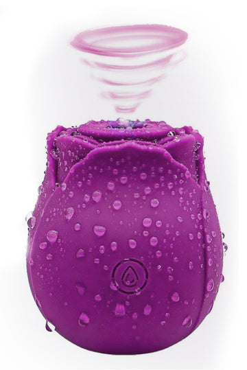 Vibrator cu suctiune/aspiratie pentru stimularea clitorisului, forma de trandafir cu incarcare magnetica, Mov, TOY331-11