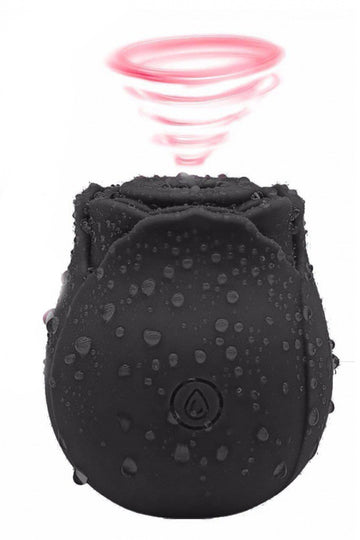 Vibrator cu suctiune/aspiratie pentru stimularea clitorisului, forma de trandafir cu incarcare magnetica, Negru TOY331-1
