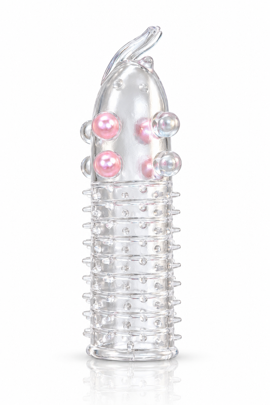 Manson penis cu striatii, bile si tepi din silicon, Incolor, TOY339-00