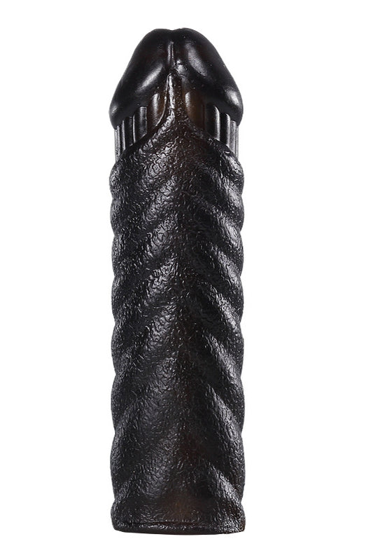 Manson penis cu striatii din silicon, Negru, TOY342-1