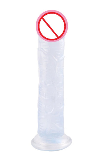 Dildo realistic cu striatii si ventuza la capta pentru o fixare ferma, Incolor, TOY347-00