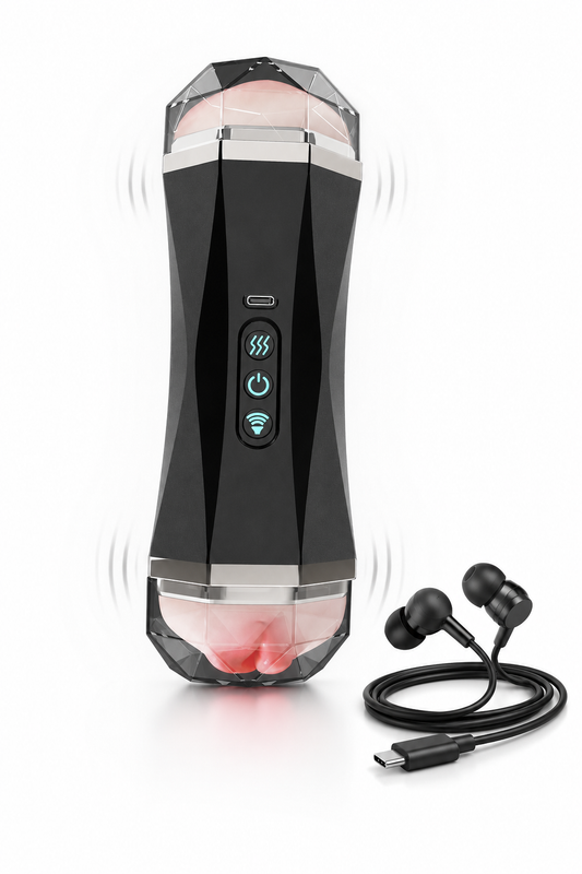DualSound Pro – Masturbator Dual Automat cu 10 Moduri de Vibrație, Căști USB-C și Manșon Detașabil, TOY376A-1500