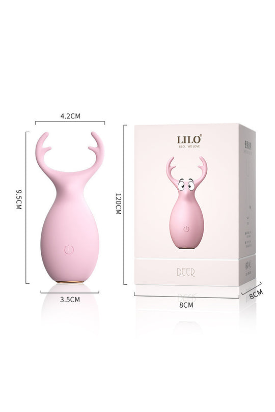 Vibrator tip Ou „Deer” pentru Stimulare Clitoridiană, Design Ergonomic cu Puncte de Contact Multiple, Silicon Medical, Reîncărcabil USB, Roz, TOY377-5
