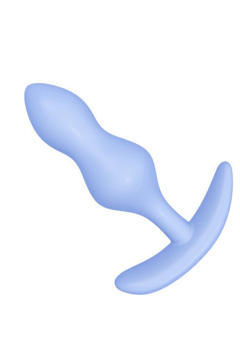Dop anal (Butt Plug) din silicon cu 2 bile incorporate, SkyBlue, TOY386-48