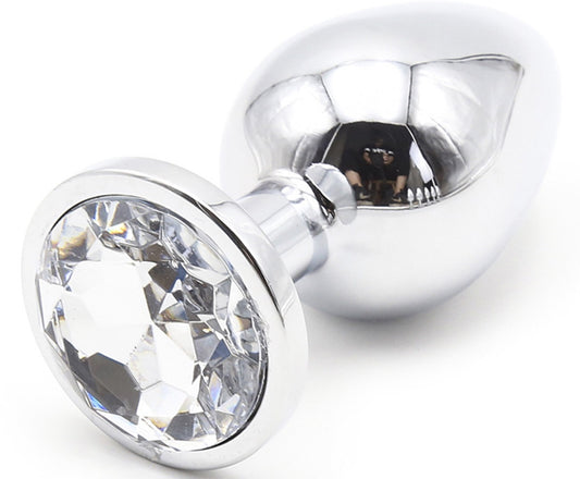Dop anal (Butt Plug) din metal inoxidabil lucios cu piatra decorativa Diamant, S, M, L,  TOY398-6