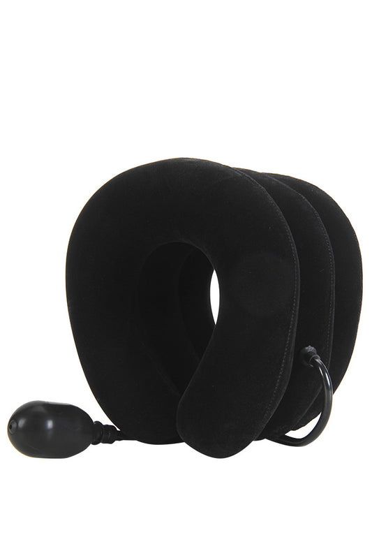 Perna gonflabila cervicala tip guler cervical, reglabil pe inaltime - elongare, pentru corectarea coloanei si eliminarea durerilor cervicale, Negru TOY431-1