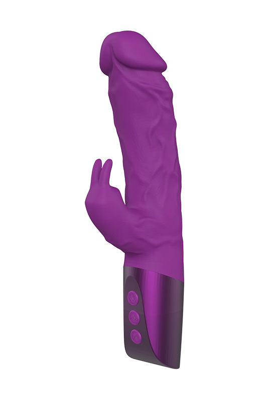 Vibrator dualVibrator dual tip "iepuras" pentru stimulare vagina si clitoridiana in acelas timp, Mov, TOY439-11