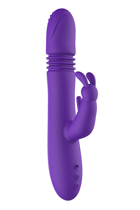 Vibrator Rabbit Telescopic cu Încălzire și Rotație, Funcție de Penetrare Automată, Silicon Premium, 10 Moduri de Vibrație, Mov, TOY441-11