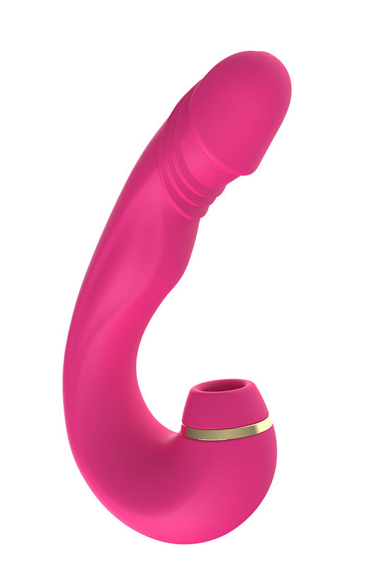 Vibrator Smart 3-în-1 "Triple Sensation": Sucțiune, Vibrație și Limbă (Skin-Touch), Silicon Medical, Fuchsia, TOY450-55