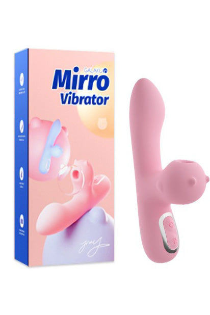Mini Vibrator Dual cu 2 Motoare, Funcție de Sucțiune Air-Pulse și Stimulare Punct G, Silicon Medical, 10 Moduri de Plăcere, Reîncărcabil USB, Roz, TOY452-5