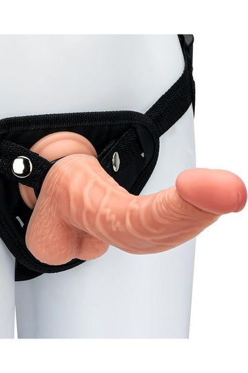 Strap-On cu dildo realistic cu striatii si ventuza, Nude, TOY466-5
