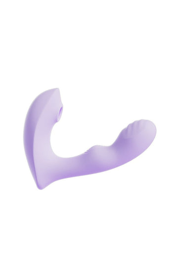 Vibrator tip Fluture cu Funcție de Sucțiune Air-Pulse, Stimulare Vaginală și Clitoridiană, Silicon Premium, Reîncărcabil, Lila, TOY467-112