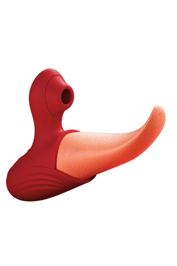 Vibrator tip limba cu functie de suctiune, pentru stimulare vaginala si clitoridiana, Rosu, TOY473-3
