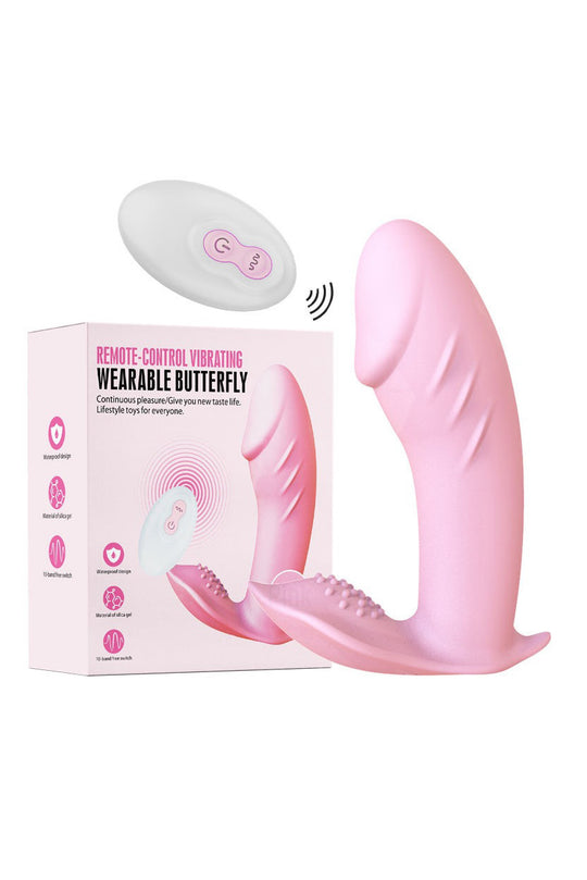 Vibrator Wearable tip Fluture cu Telecomandă Wireless, Stimulare Vaginală și Clitoridiană, Silicon Premium, Reîncărcabil, Verde, TOY482-826
