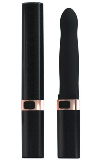 Mini vibrator tip ruj, model PRO, discret si usor de transportat, este pentru stimulare vaginala si clitoridiana, Negru, TOY487-1