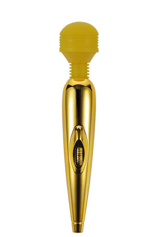 Mini Vibrator tip Wand cu Cap Flexibil, Stimulator Clitoridian de Înaltă Putere, Silicon Medical Soft-Touch, 10 Moduri de Vibrație, Reîncărcabil USB, Auriu, TOY499-7