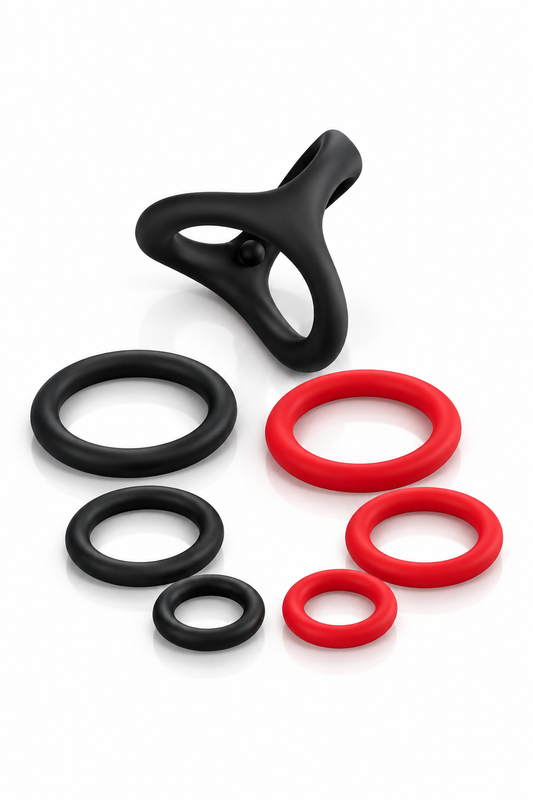 Inele de silicon pentru penis, Negru si Rosu, TOY506-1
