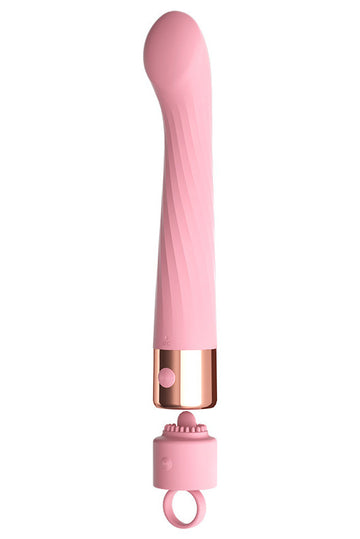 Vibrator dublu, flexibil, pentru stimulare vaginala si clitoridiana, Roz, TOY508-5