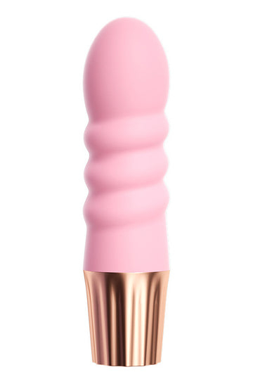 Mini vibrator cu striatii pentru stimulare vaginala si a punctului G, Roz, TOY536-5