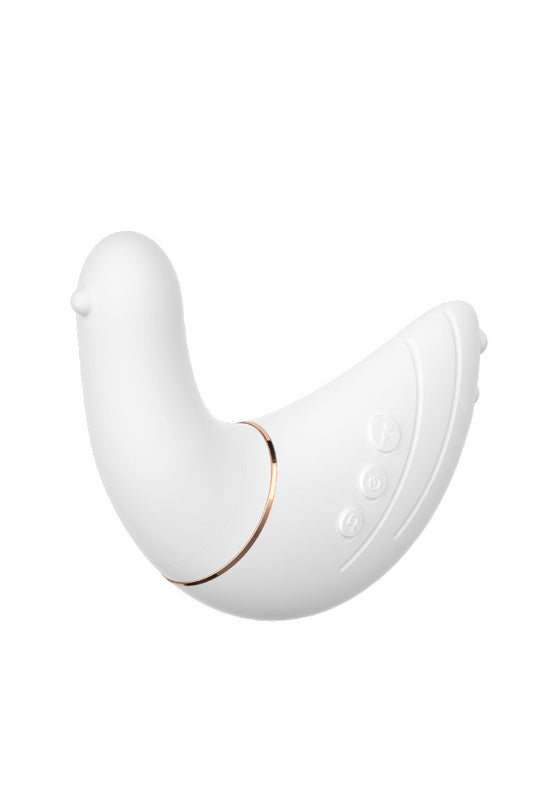 Mini Vibrator Ergonomic cu 2 Motoare Puternice, Design „Dove” pentru Stimulare Precisă, Silicon Medical, Reîncărcabil USB, Alb, TOY540-2