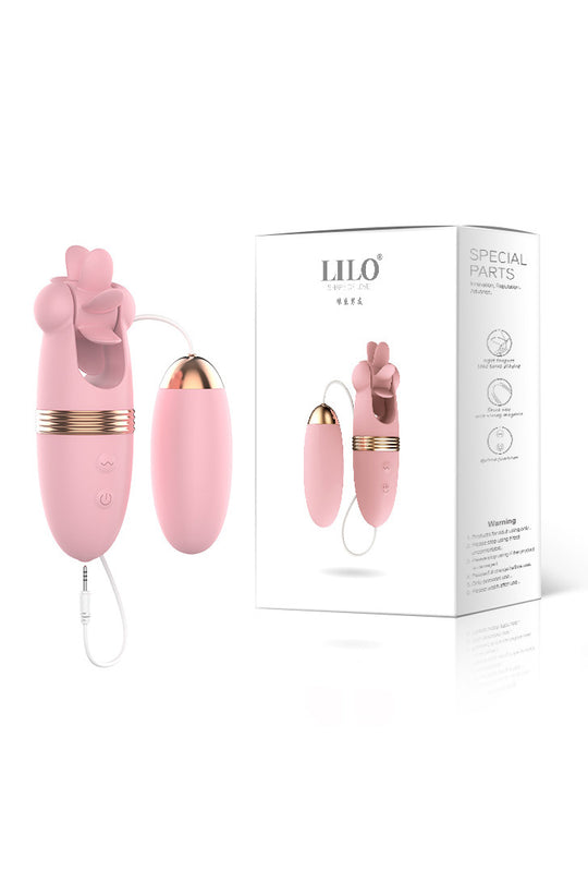 Vibrator Dual cu Roată Rotativă „Licking” pentru Clitoris și Ou pentru Stimulare Vaginală, Silicon Premium, Reîncărcabil USB, Roz, TOY542-5