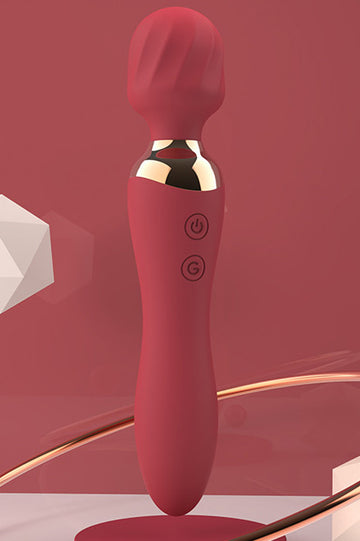 Vibrator Magic Wand cu Capăt Dublu, 2 Motoare Puternice, Silicon Premium, Stimulare Clitoridiană și Vaginală, Roșu, TOY554-3