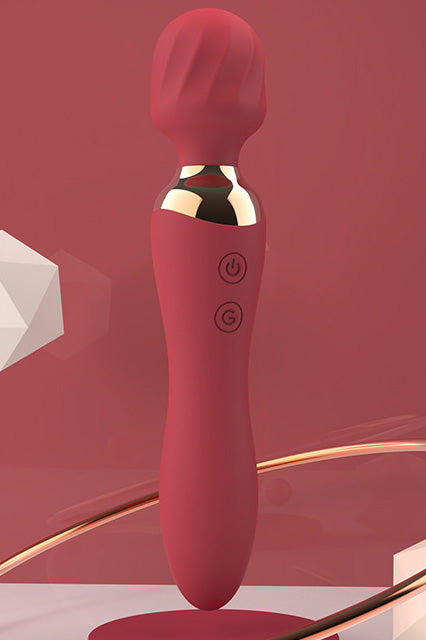 Vibrator Magic Wand cu Capăt Dublu, 2 Motoare Puternice, Silicon Premium, Stimulare Clitoridiană și Vaginală, Roșu, TOY554-3