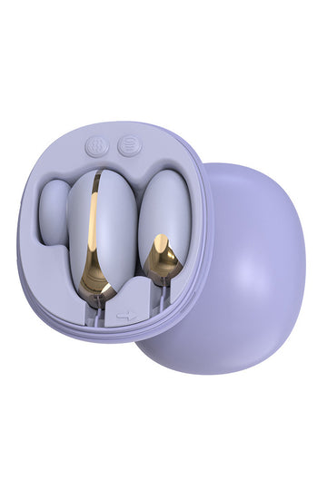 Vibrator Dual Premium cu Sucțiune Air-Pulse și Vibrație, Stimulare Punct G și Clitoris, Silicon Medical Catifelat, Reîncărcabil USB, Mov, TOY555-110