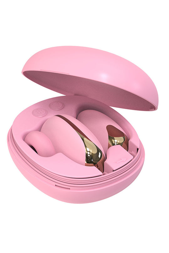 Vibrator Dual Premium cu Sucțiune Air-Pulse și Vibrație, Stimulare Punct G și Clitoris, Silicon Medical Catifelat, Reîncărcabil USB, Roz, TOY555-5