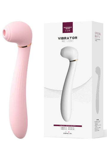 Vibrator Dual de Lux cu Sucțiune și Vibrație, Design Ergonomic cu Accente Aurii, Tehnologie Air-Pulse, Reîncărcabil USB, Roz/Auriu, TOY557-5