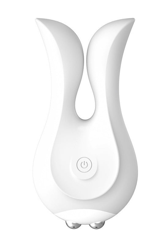 Vibrator Dual Rabbit din Silicon Medical, Stimulare Punct G și Clitoris, Reîncărcabil USB, 10 Moduri de Vibrație, Alb, TOY558-2