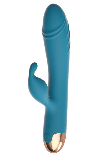 Vibrator Rabbit cu Funcție de Rotație 360° și Vibrare, Stimulare Punct G și Clitoris, Silicon Premium, Reîncărcabil, Verde, TOY560-12