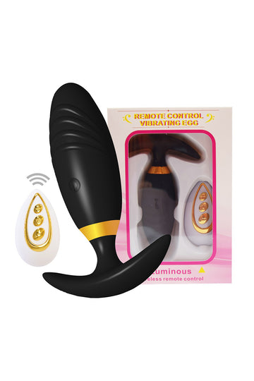 Vibrator anal purtabil, cu telecomanda si multiple moduri de vibrare, Negru,  TOY598-1