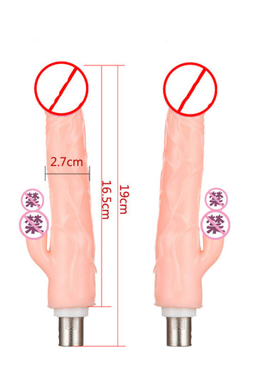 Accesoriu Dildo Rabbit pentru Mașina de Sex, Stimulare Duală Vaginală și Clitoridiană, Silicon Premium, Compatibilitate Universală, Roz, TOY600F-5