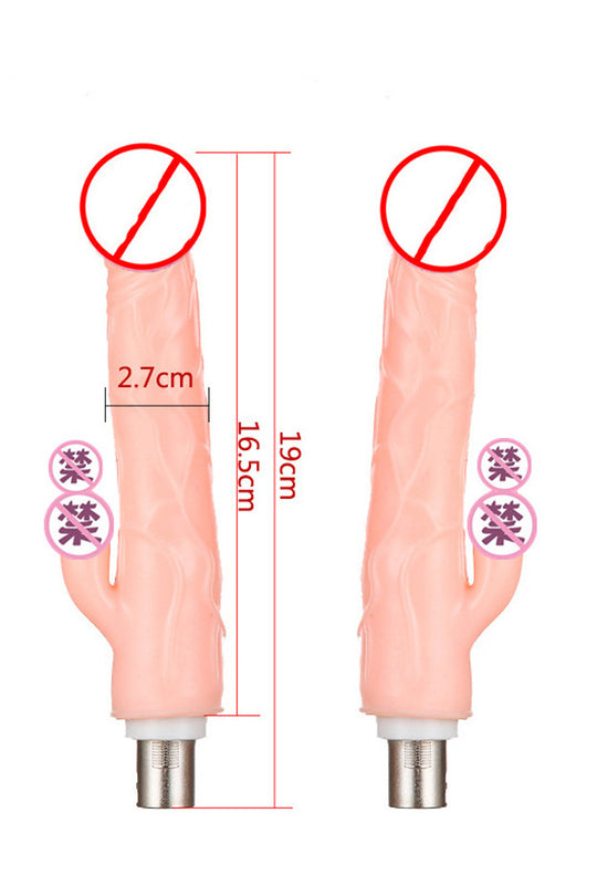 Accesoriu Dildo Rabbit pentru Mașina de Sex, Stimulare Duală Vaginală și Clitoridiană, Silicon Premium, Compatibilitate Universală, Roz, TOY600F-5