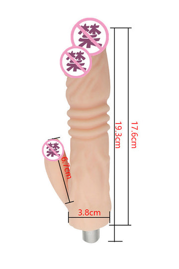 Accesoriu Dildo pentru Mașina de Sex, Design Iepuraș cu Striații, Silicon Texturat, Nude, TOY600M-152