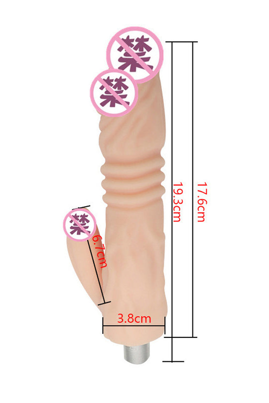 Accesoriu Dildo pentru Mașina de Sex, Design Iepuraș cu Striații, Silicon Texturat, Nude, TOY600M-152
