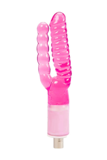 Accesoriu Dildo Dublu pentru Mașina de Sex, Stimulare Vaginală și Anală Simultană, Silicon Premium, Roz, TOY600M-3