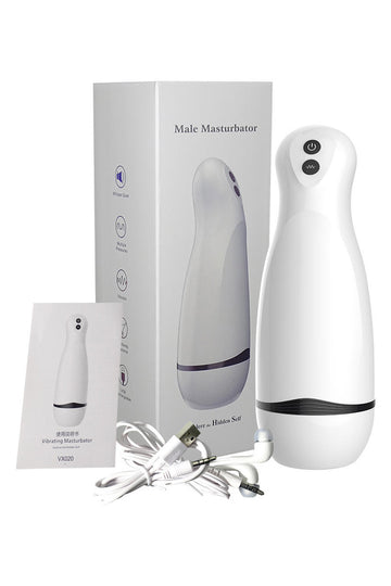 PulseVibe Max – Masturbator Electric Premium cu Vibrații, Alb,  TOY619-2